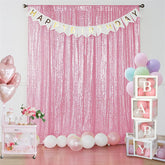 Lofaris Pink Shiny Sequin Fabric Backdrop for Wedding Party